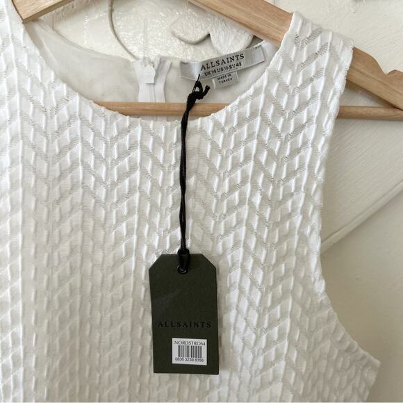 NWT AllSaints Rae Lace Bodysuit Herringbone Mesh Back Zip Thong Size 10 - Picture 3 of 9